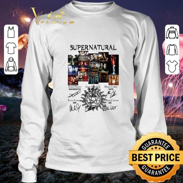 Premium Supernatural 15 season movie signatures shirt 3