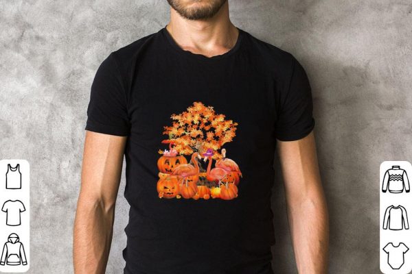 Premium Flamingos pumpkin happy Halloween shirt 2