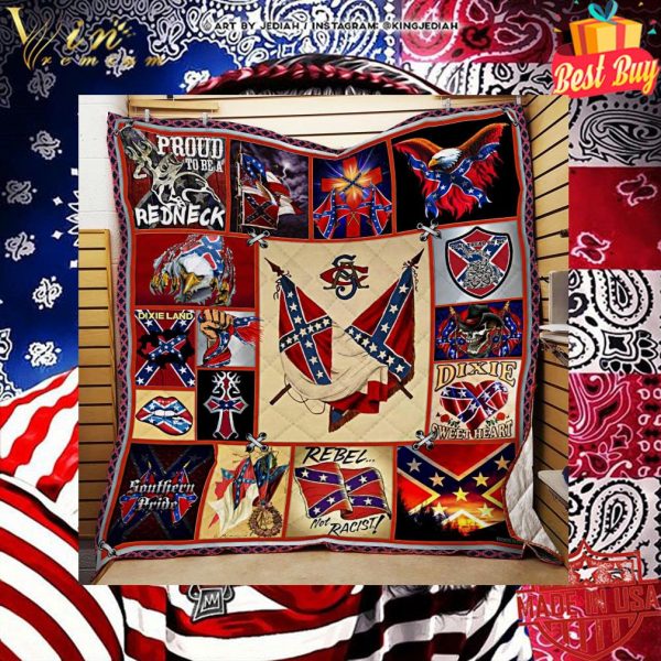 Confederate States of America proud to be a redneck quilt blanket 2