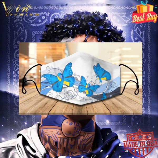 Butterflies Down Syndrome Awareness face mask 3