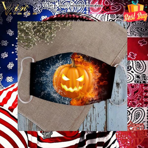 Halloween Pumpkin in Fire and Water face mask 2
