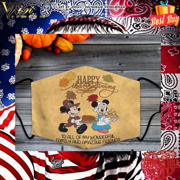 Mickey Minnie mouse happy thanksgiving to all of my wonderful face mask 2