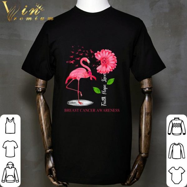 Flamingo Faith Hope Love Breast Cancer Awareness shirt 2