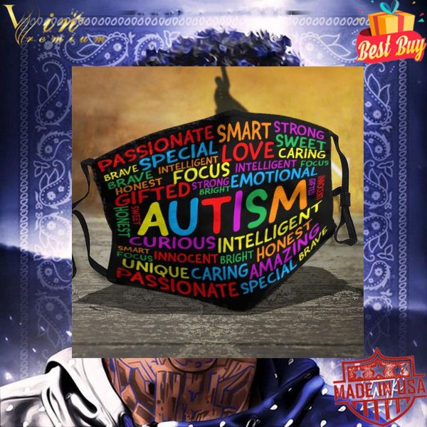 Autism passionate brave special smart love strong sweet face mask 3