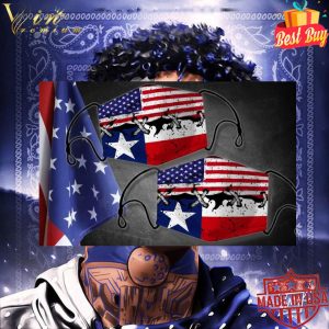 American flag and Texas flag face mask 5
