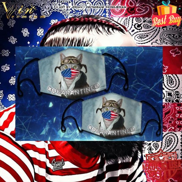 Pilot cat American flag quarantined face mask 2