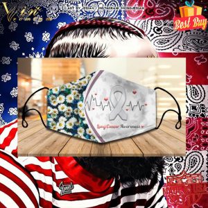 Heartbeat Lung Cancer Awareness face mask 4