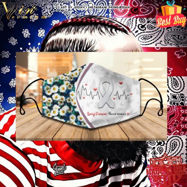 Heartbeat Lung Cancer Awareness face mask 2