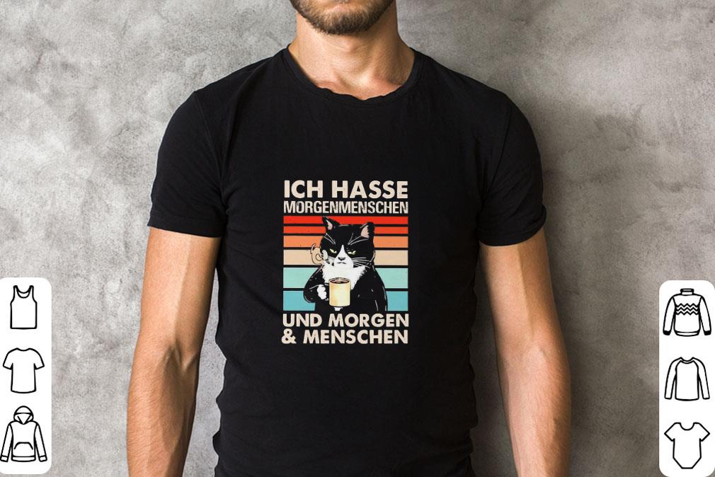 Awesome Black Cat Ich hasse und morgen and menschen vintage shirt 2