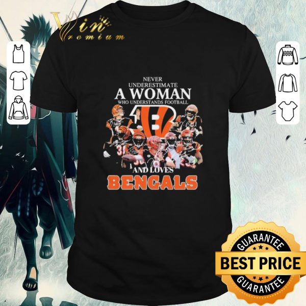 Hot Never underestimate a woman who underestimate football and loves Bengals signature shirt 1