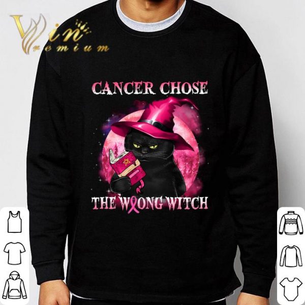 Black cat Breast Cancer chose the wrong witch shirt 3