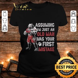Pitbull boxing assuming i'm just an old man was your first mistake shirt 4