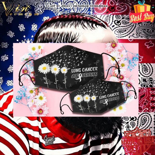 Faith hope love Lung Cancer Awareness face mask 2