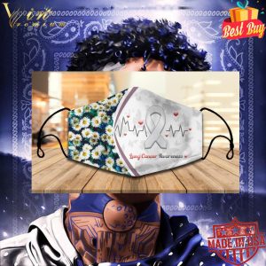 Heartbeat Lung Cancer Awareness face mask 5