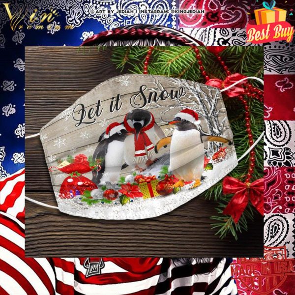 Penguin let it snow Christmas 2020 face mask 2
