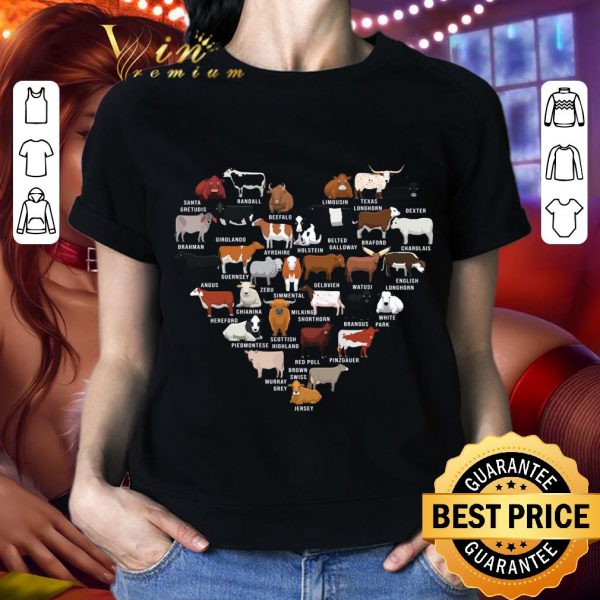 Love Cows Cattle Heart shirt 2