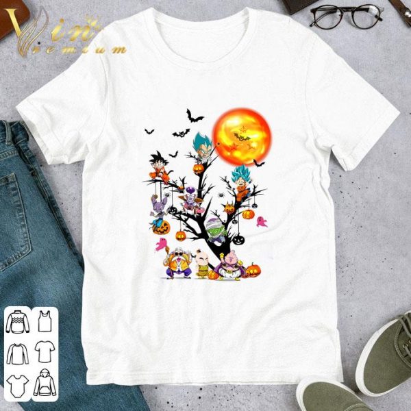 Dragon Ball Son Goku Vegeta Mabu Beerus On The Tree Halloween shirt 1