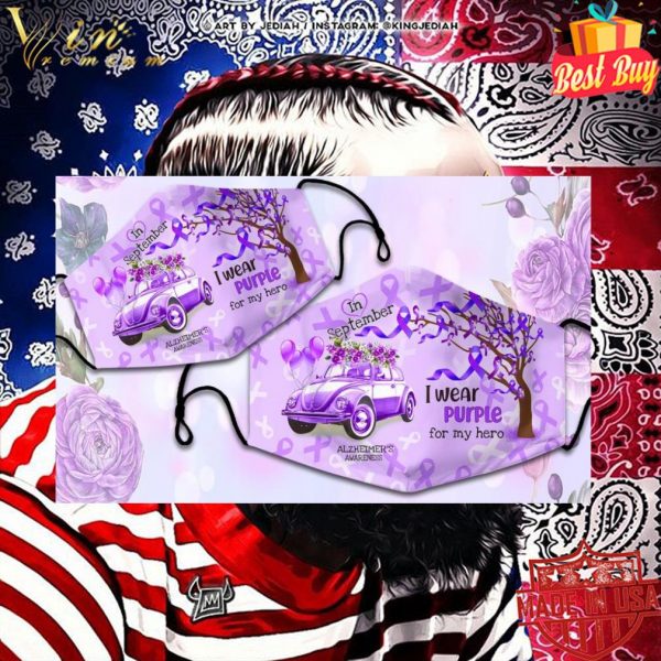 In september Alzheimer's awareness i wear purple for my hero face mask 2
