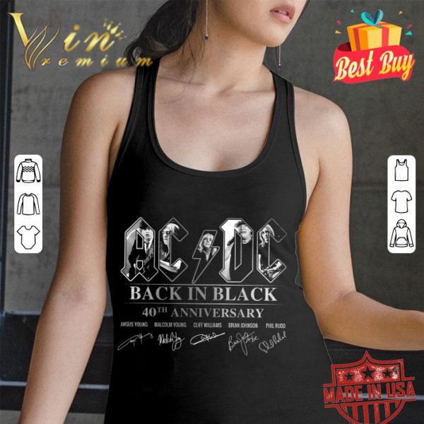 Original ACDC Back In Black 40th anniversary Angus Young Malcolm Young Cliff Williams Brian Johnson Phil Rudd shirt 3