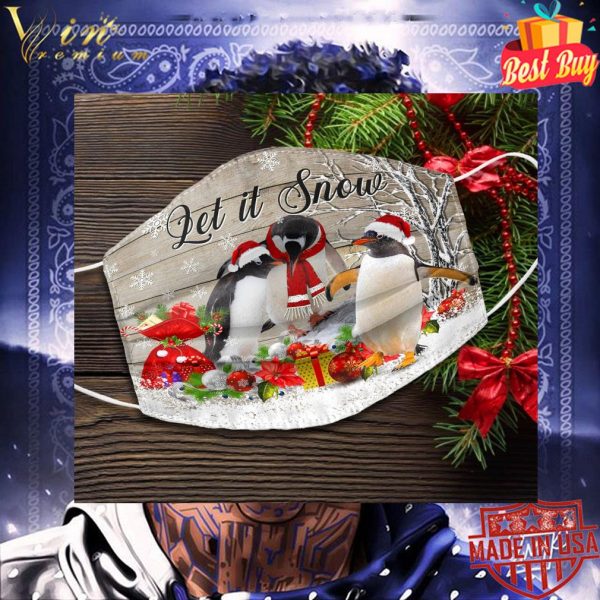 Penguin let it snow Christmas 2020 face mask 3