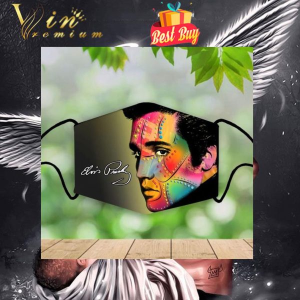 Elvis Presley Signature Digital Art face mask 1