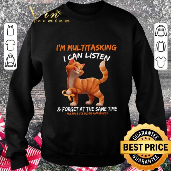 Premium Cat i'm multitasking i can listen Multiple Sclerosis Awareness shirt 3