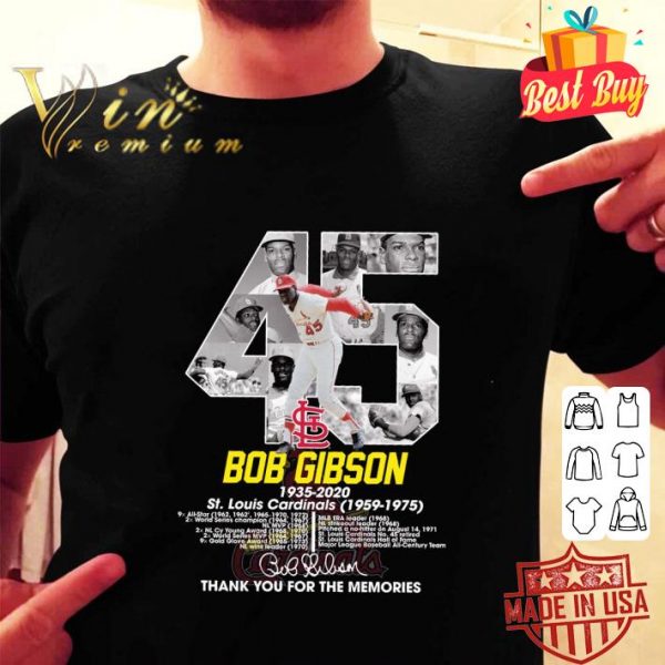 Official 45 Bob Gibson 1935-2020 St. Louis Cardinals 1959-1975 signature shirt 2