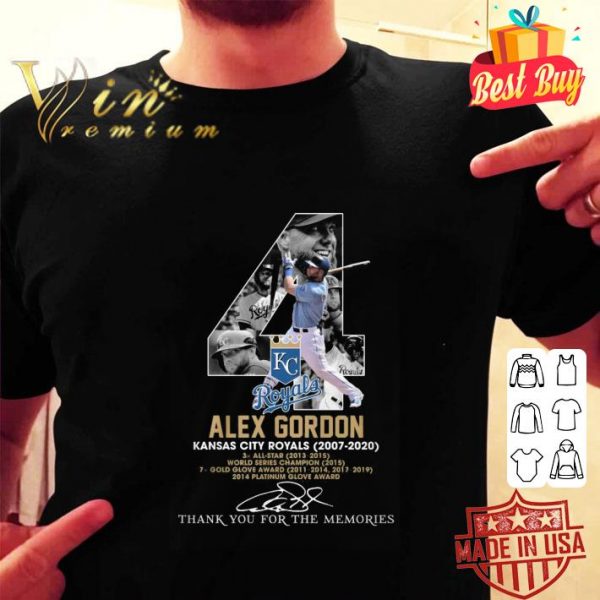 Premium Alex Gordon 4 Kansas City Royals 2007-2020 thank you for the memories shirt 2