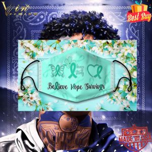 I Wear Teal For Ovarian Cancer Awareness Face Mask 5