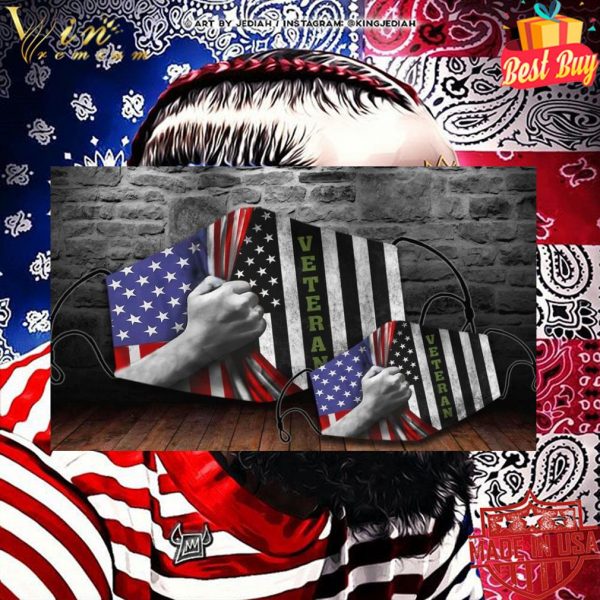 Veteran inside American flag face mask 2