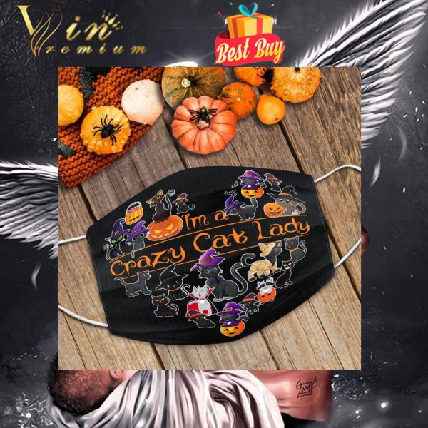 I’m A Crazy Cat Lady Heart Halloween Face Mask 1