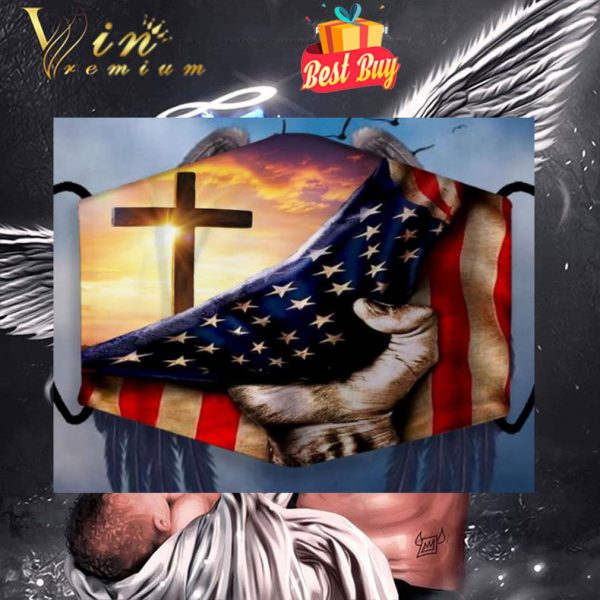 Cross Inside Me American Flag Face Mask 1