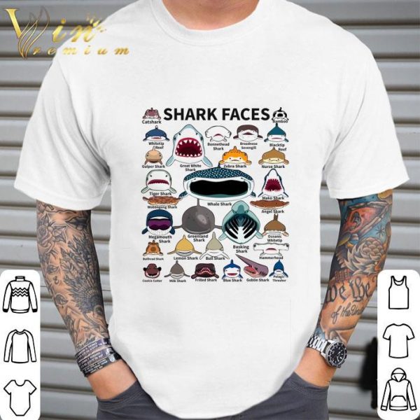 Shark faces catshark bamboo whitetip reef great white shark shirt 2
