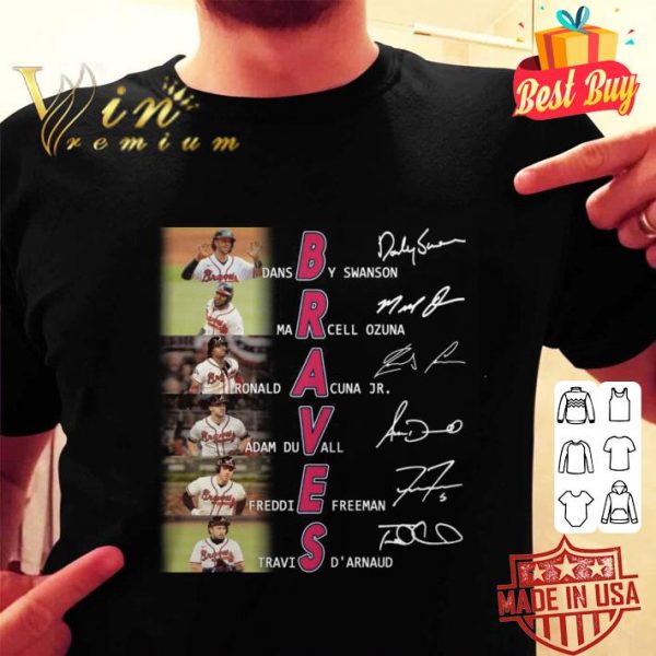 Awesome Atlanta Braves signatures Dansby Swanson Marcell Ozuna Ronald Acuna Jr shirt 2