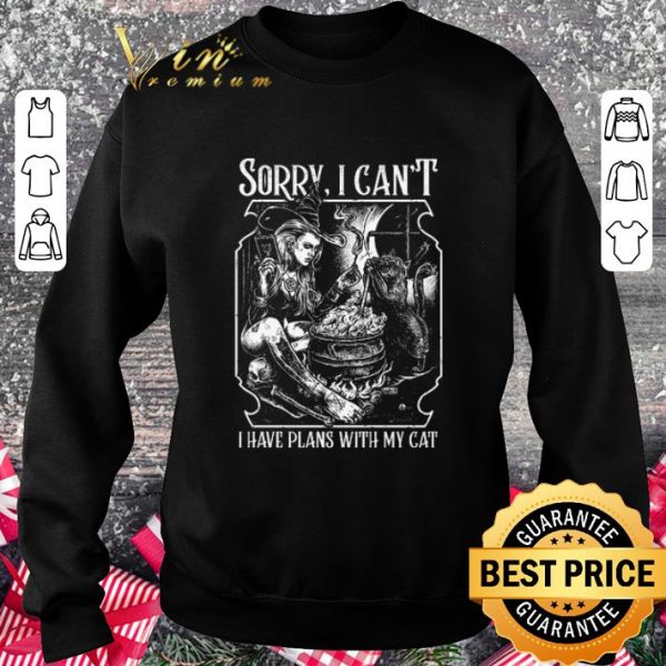 Official Sorry I Can't I Have Plans With My Cat Witch Girl shirt 3