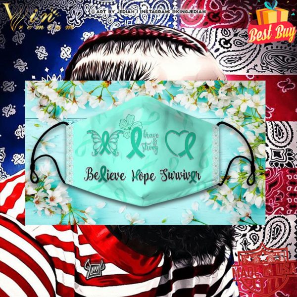 I Wear Teal For Ovarian Cancer Awareness Face Mask 2