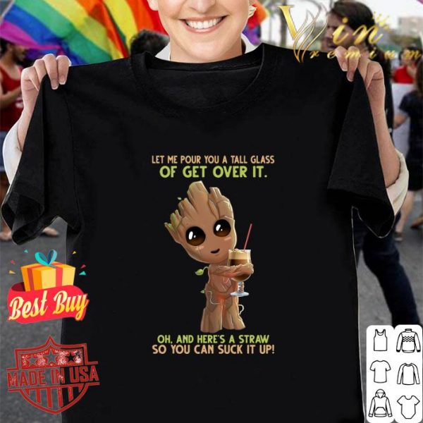 Original Baby Groot hug coffee oh and here's a straw so you can suck it up shirt 1