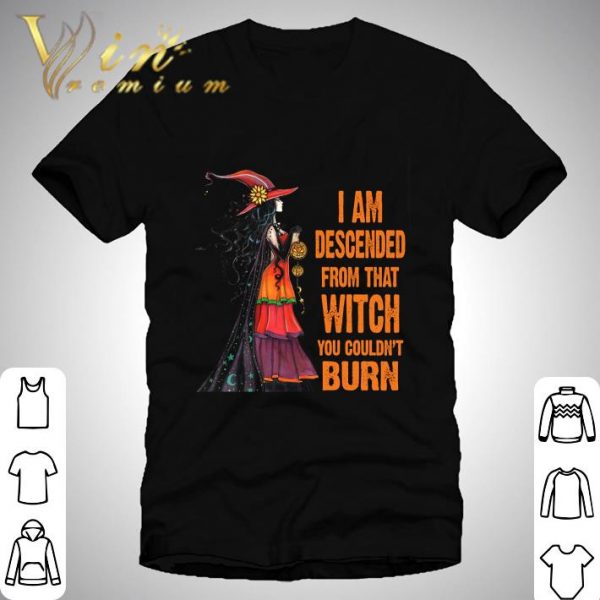 I am descended from that witch you couldn't burn halloween shirt 1