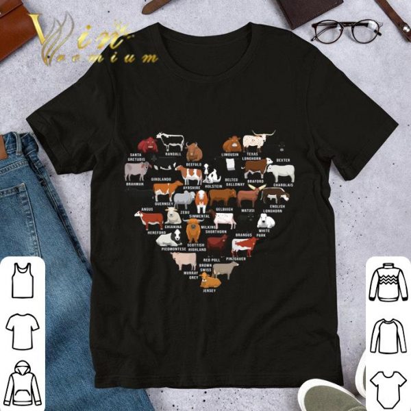Love Cows Cattle Heart shirt 1