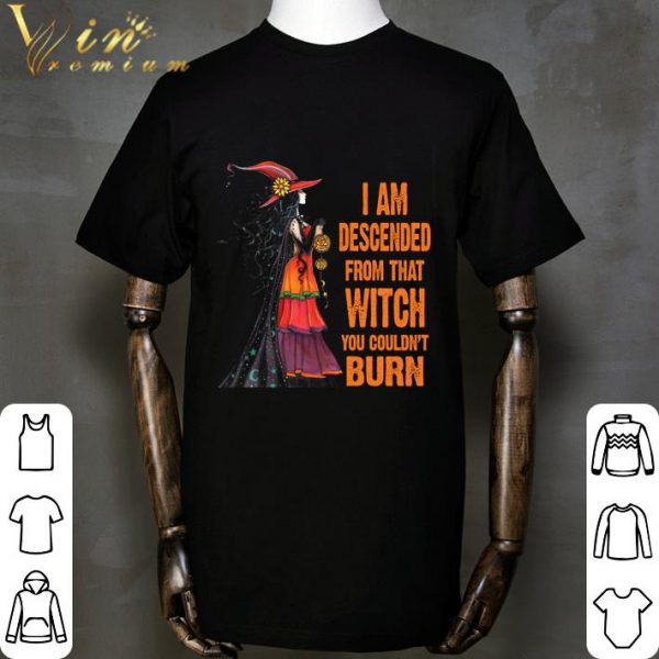 I am descended from that witch you couldn't burn halloween shirt 2