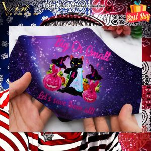 Breast Cancer black cat big or small let's save them all face mask 4