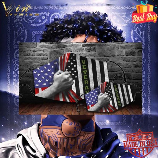 Veteran inside American flag face mask 3