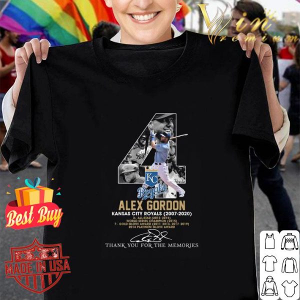 Premium Alex Gordon 4 Kansas City Royals 2007-2020 thank you for the memories shirt 1