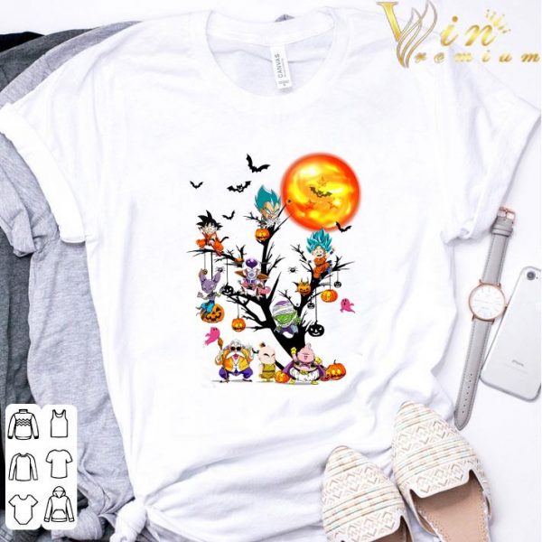 Dragon Ball Son Goku Vegeta Mabu Beerus On The Tree Halloween shirt 3