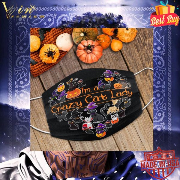 I’m A Crazy Cat Lady Heart Halloween Face Mask 3