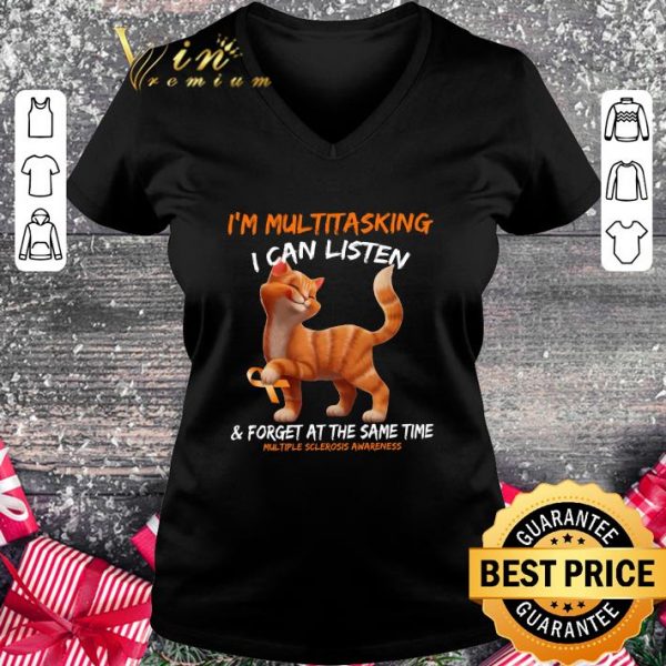 Premium Cat i'm multitasking i can listen Multiple Sclerosis Awareness shirt 2