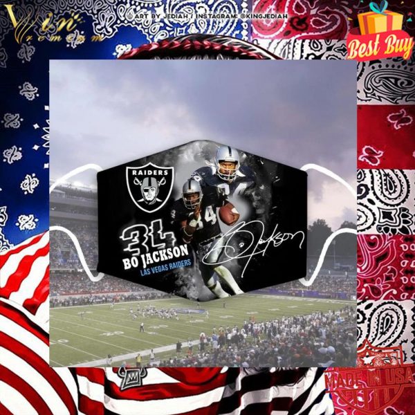 Oakland Raiders 34 Bo Jackson signature Las Vegas Raiders face mask 2