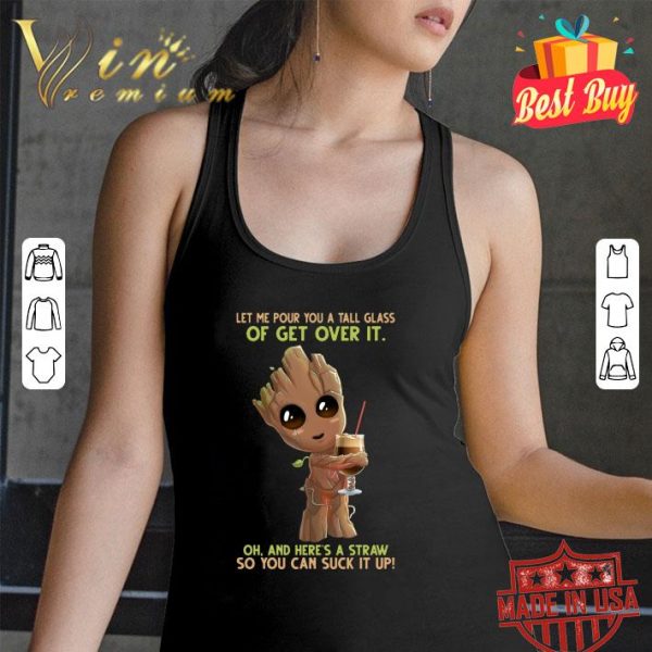 Original Baby Groot hug coffee oh and here's a straw so you can suck it up shirt 3
