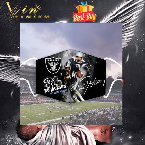 Oakland Raiders 34 Bo Jackson signature Las Vegas Raiders face mask 1