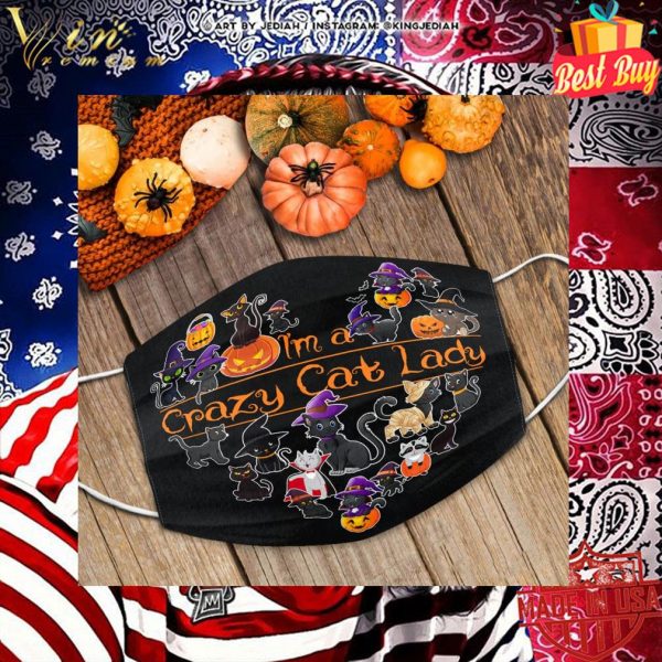 I’m A Crazy Cat Lady Heart Halloween Face Mask 2